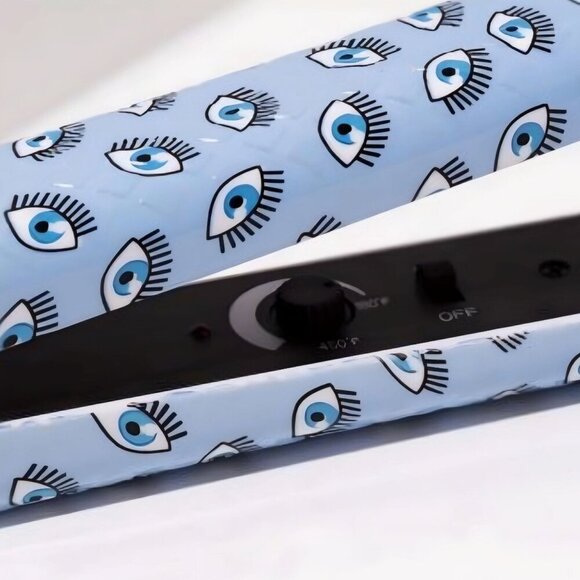 PYT ✦ Ceramic Flat Iron ✦ Blue Eyes Print 1" Plates 450°F Heat Salon-Grade NWT - Picture 5 of 9